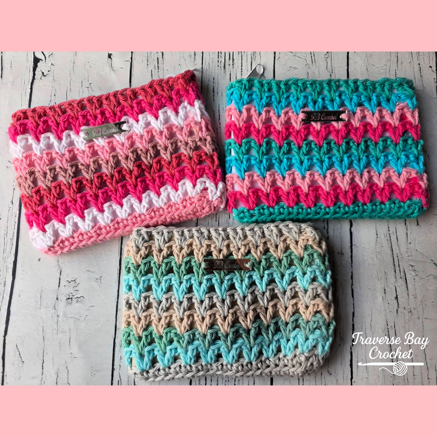 Crochet Small Canvas Zip Pouch Wallet