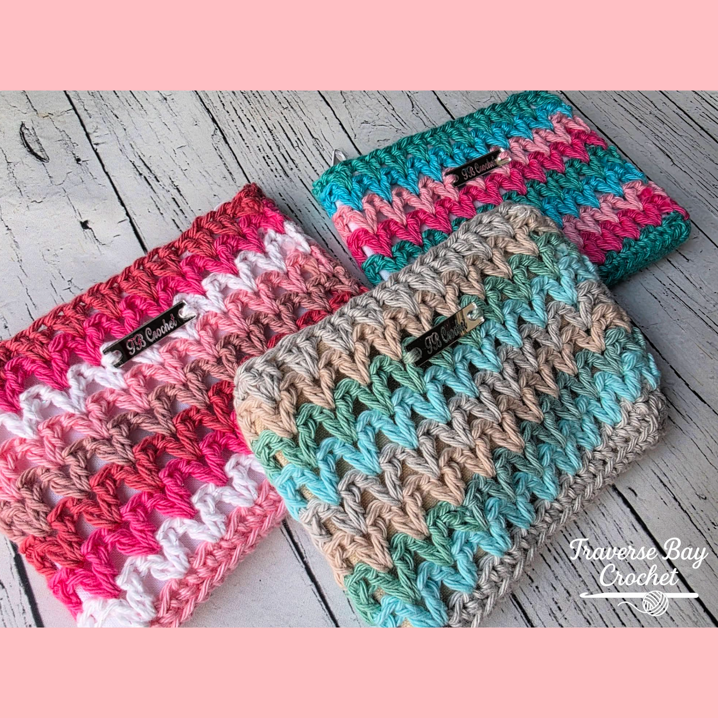 Crochet Small Canvas Zip Pouch Wallet