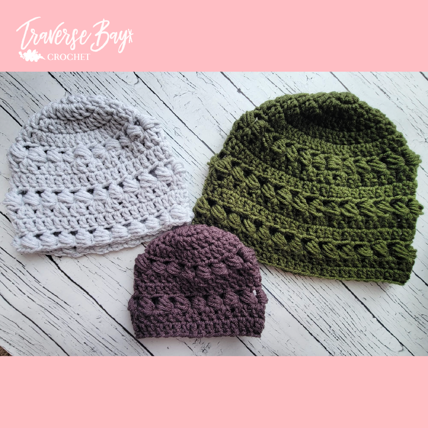 Crochet Family Bead Stitch Beanie Hat Pattern
