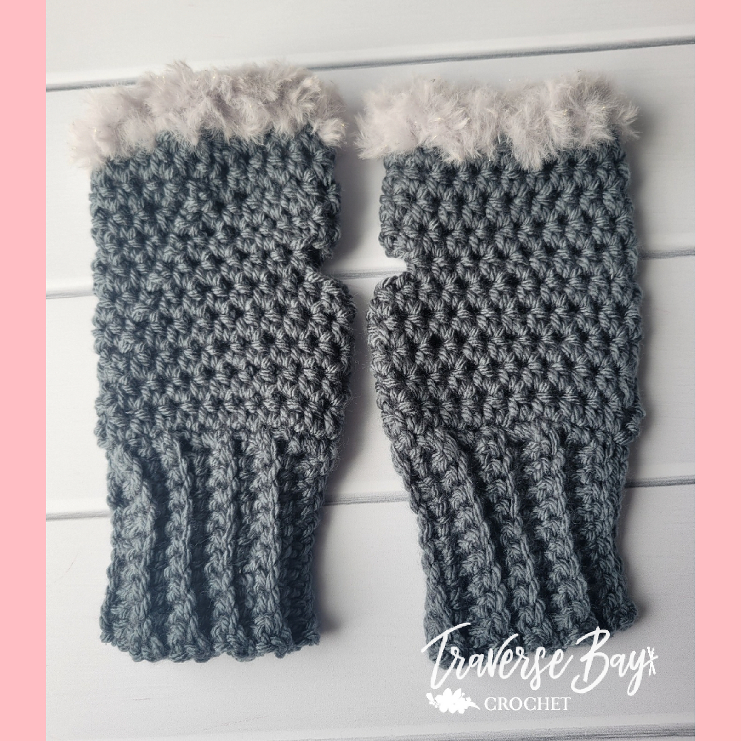 Crochet Faux Fur Fingerless Gloves Pattern