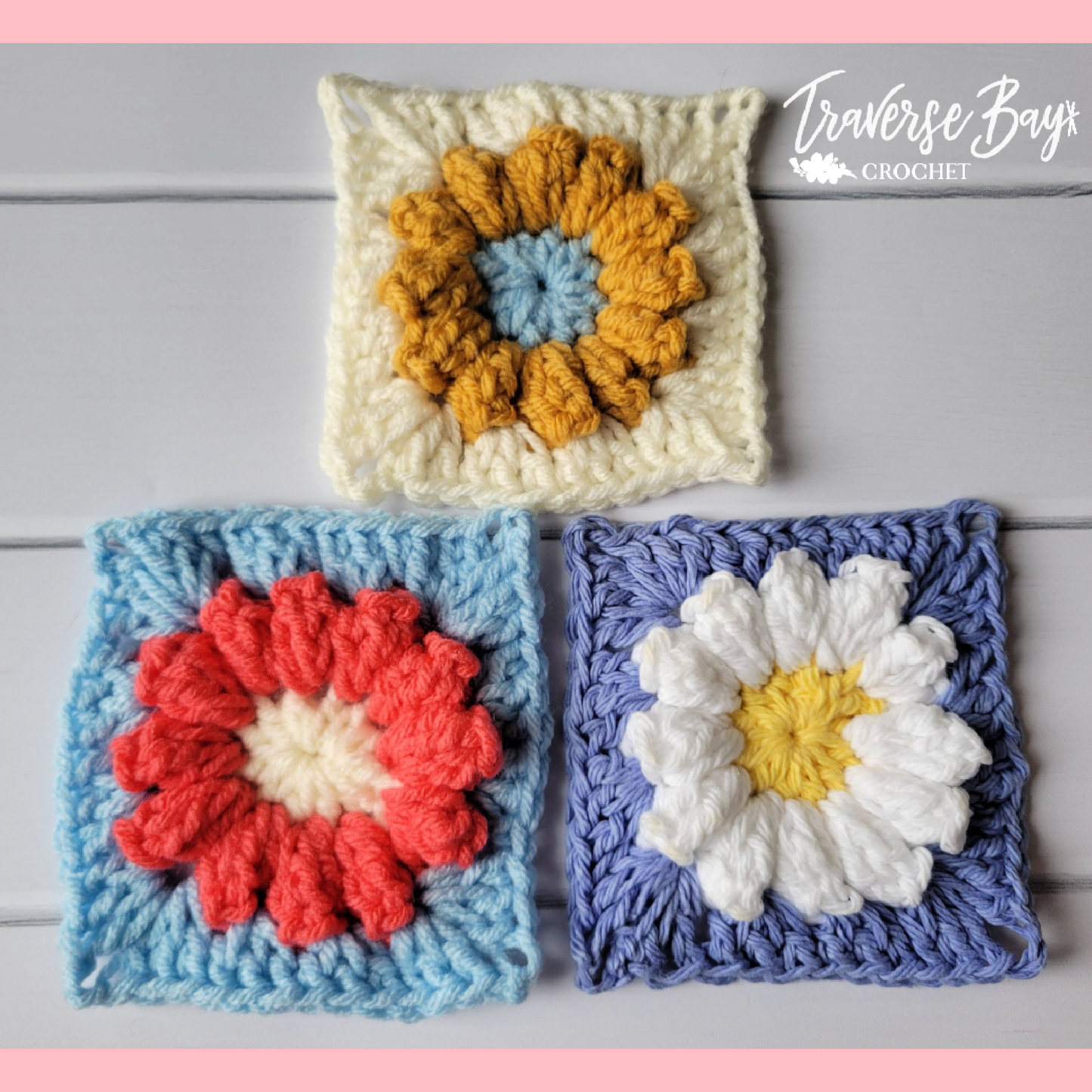 Crochet Granny Popcorn Flower Square Pattern