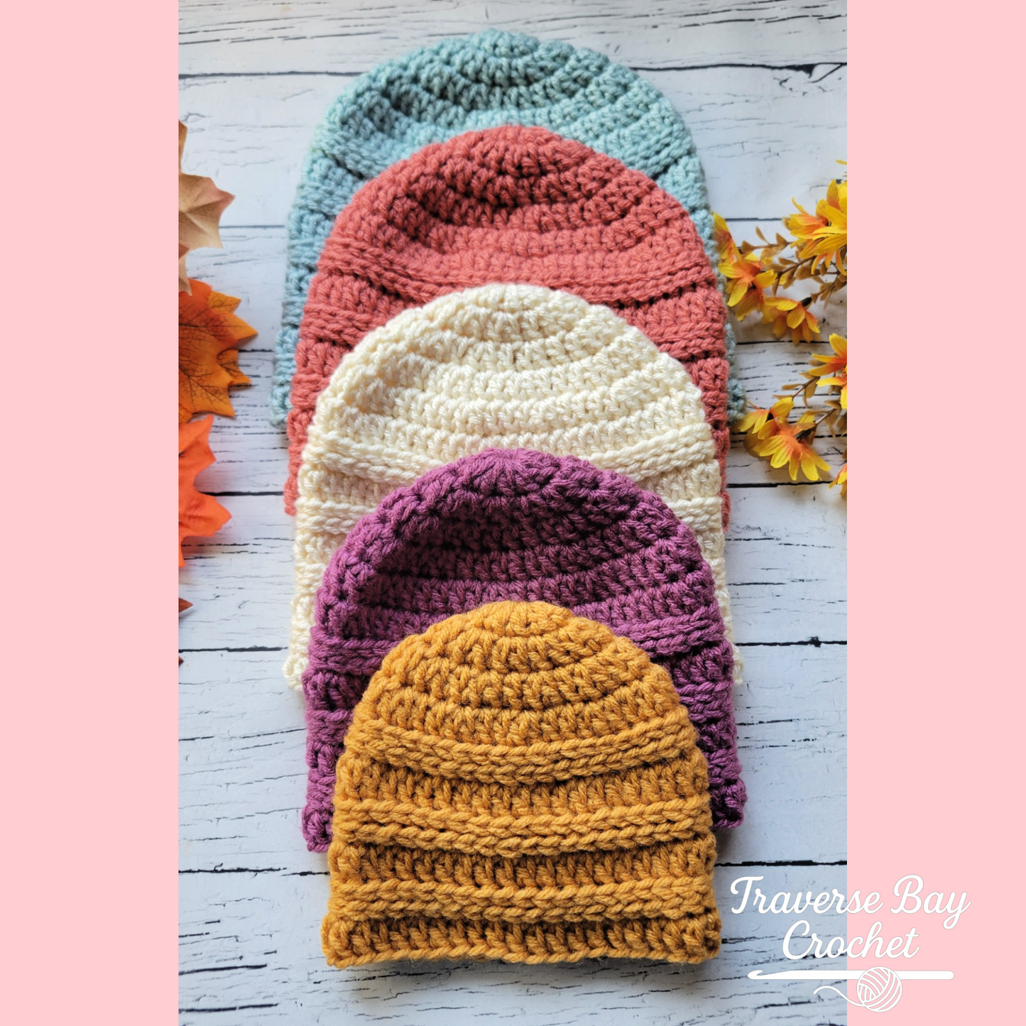 Crochet Double Ridge Beanie Pattern 5 Sizes