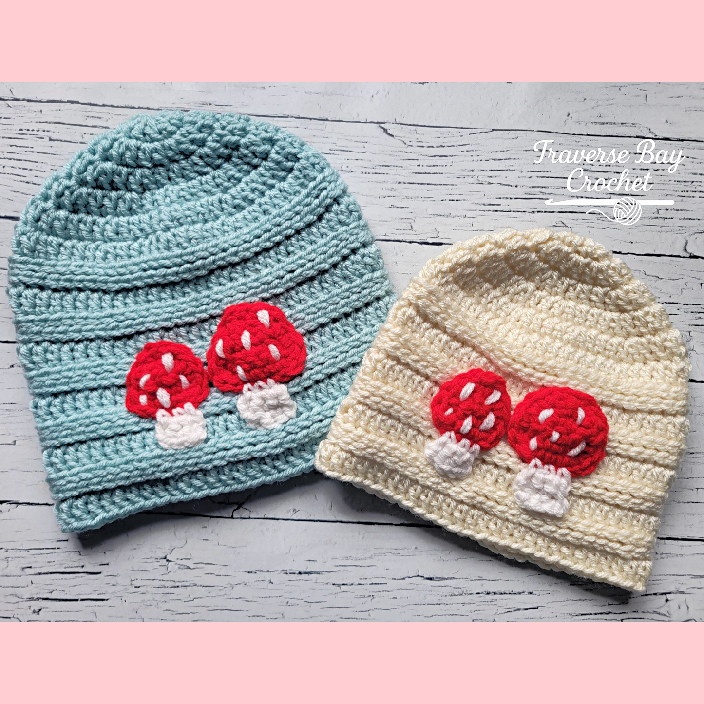 Crochet Mushroom Beanie Pattern 5 Sizes