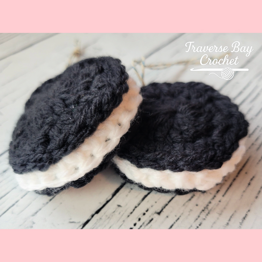 Crochet Black and White Cookie Christmas Ornament Pattern