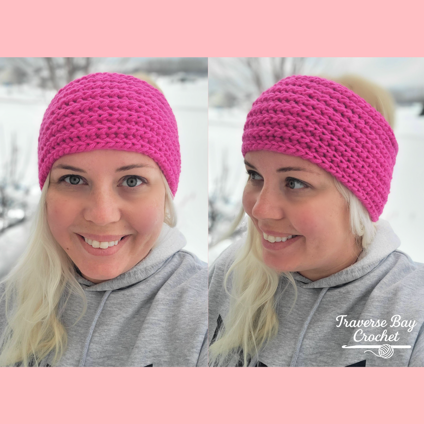 Crochet Faux Knit Headband Baby-Adult Sizes Pattern