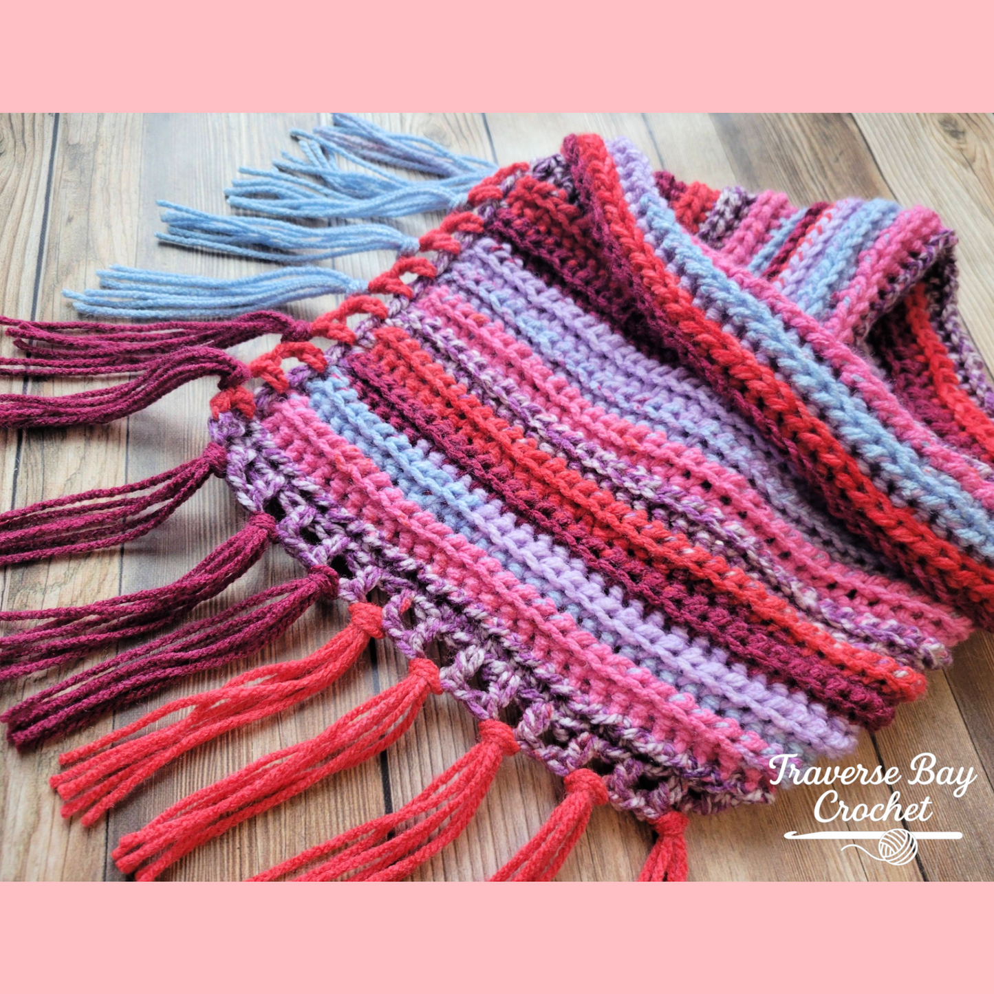 Crochet Faux Knit Neck Warmer Fringe Scarf Pattern