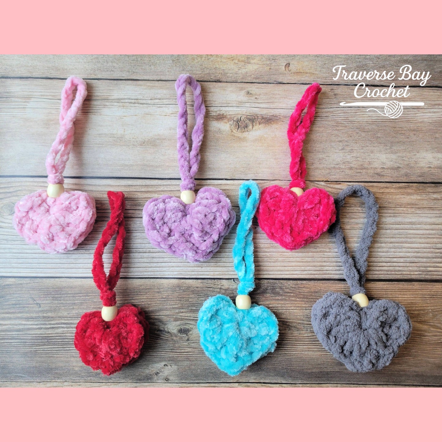 Crochet Chenille Heart Bag Charm Pattern