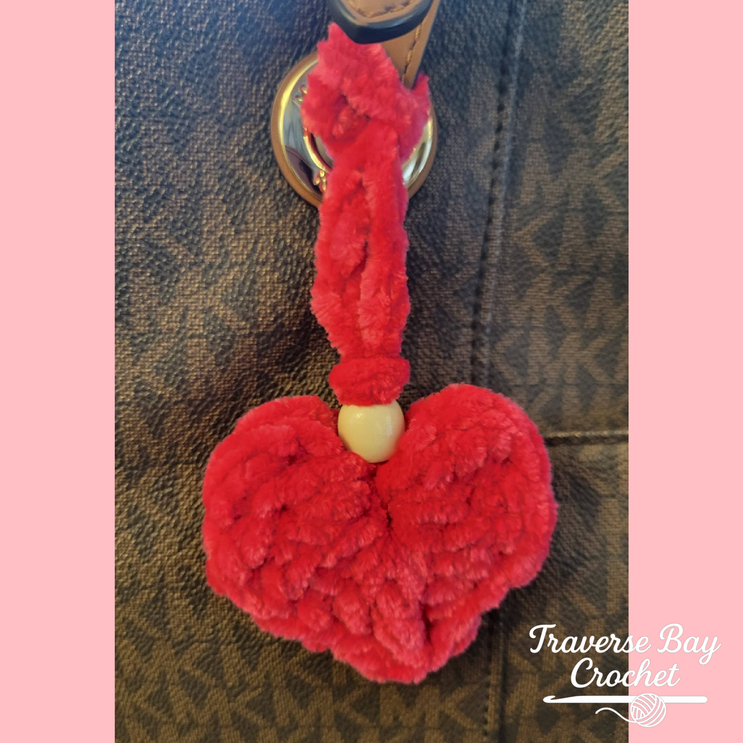 Crochet Chenille Heart Bag Charm Pattern
