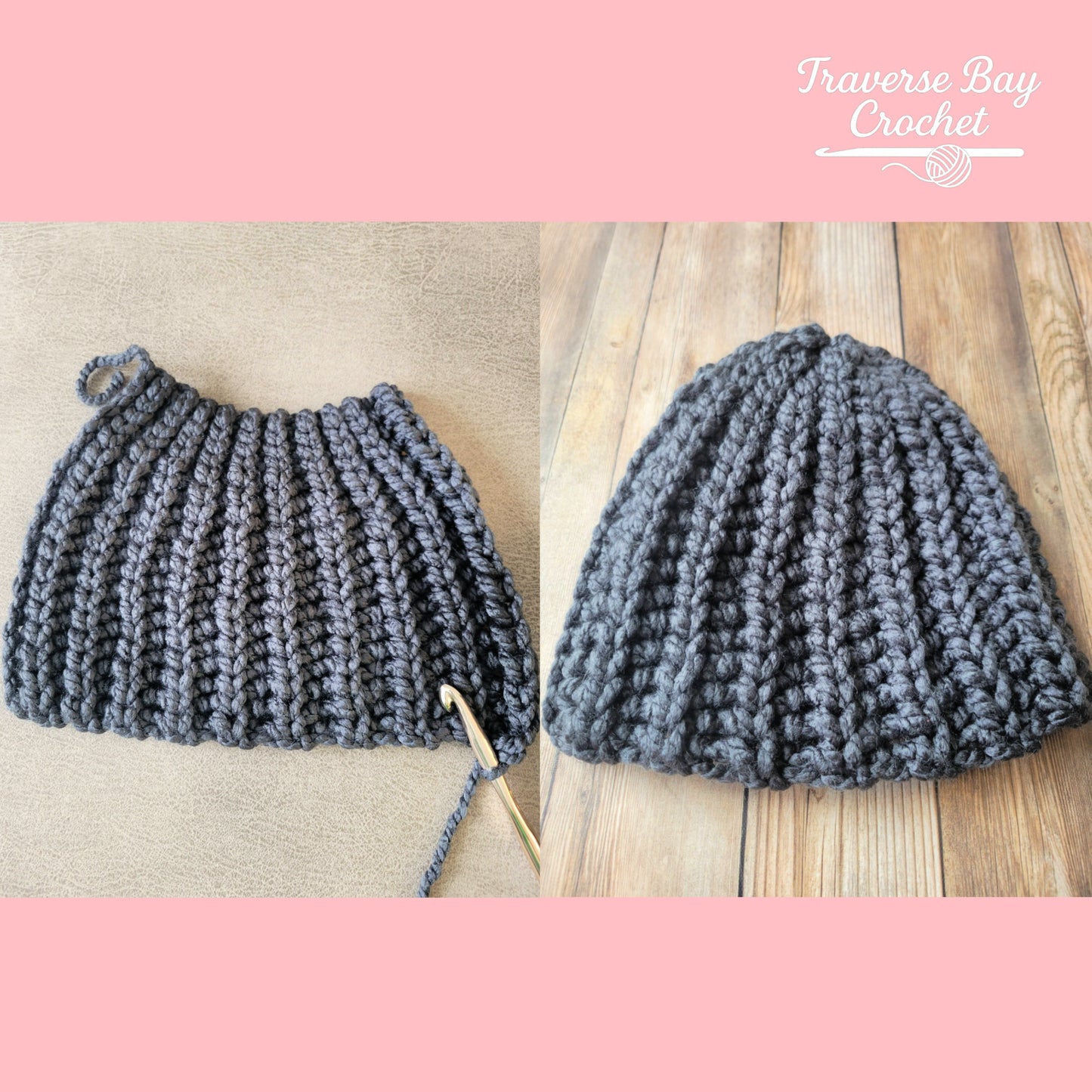 Crochet Faux Knit Unisex Super Chunky Scarf and Hat Set Pattern