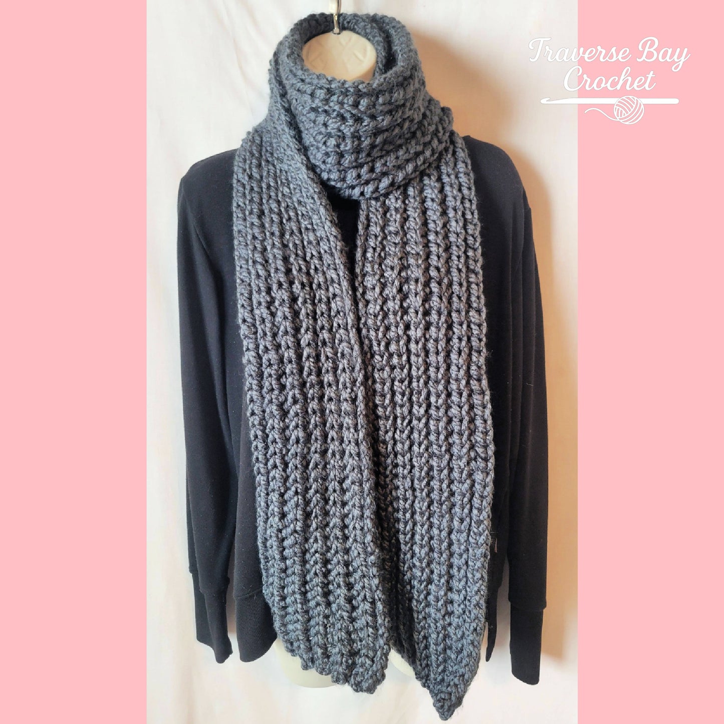 Crochet Faux Knit Unisex Super Chunky Scarf and Hat Set Pattern