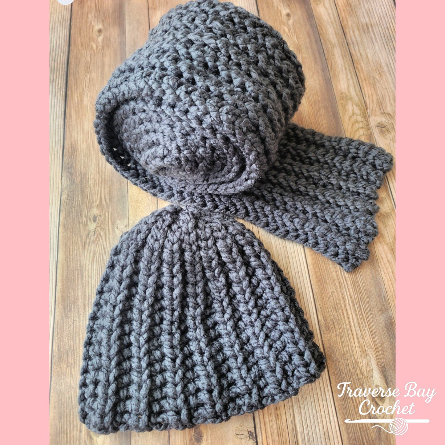 Crochet Faux Knit Unisex Super Chunky Scarf and Hat Set Pattern
