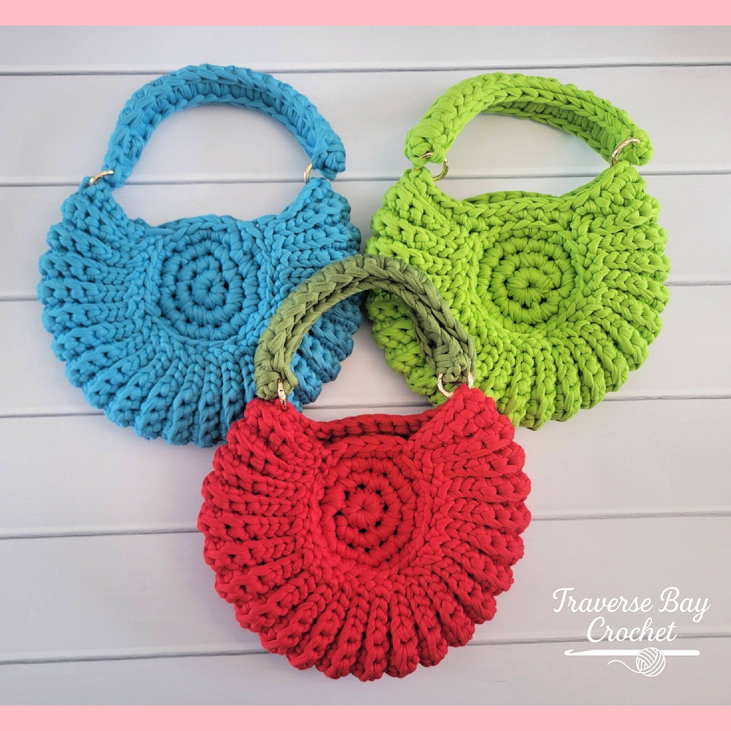 Crochet Round T Shirt Shell Bag Purse Pattern
