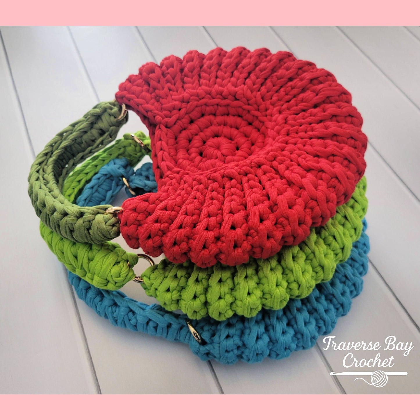 Crochet Round T Shirt Shell Bag Purse Pattern