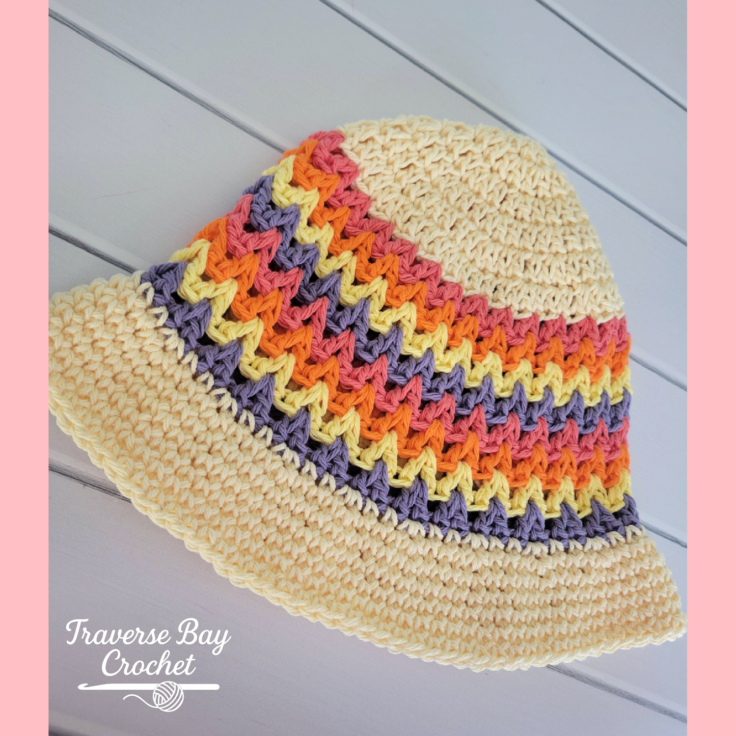 Crochet Zig Zag Sun Hat Pattern Baby Child Adult Sizes
