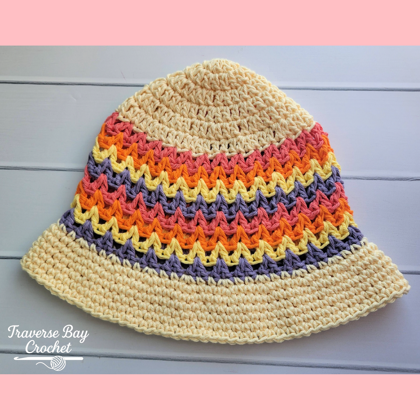 Crochet Zig Zag Sun Hat Pattern Baby Child Adult Sizes