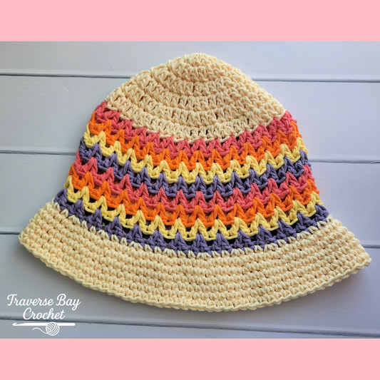 Crochet Zig Zag Sun Hat Pattern Baby Child Adult Sizes