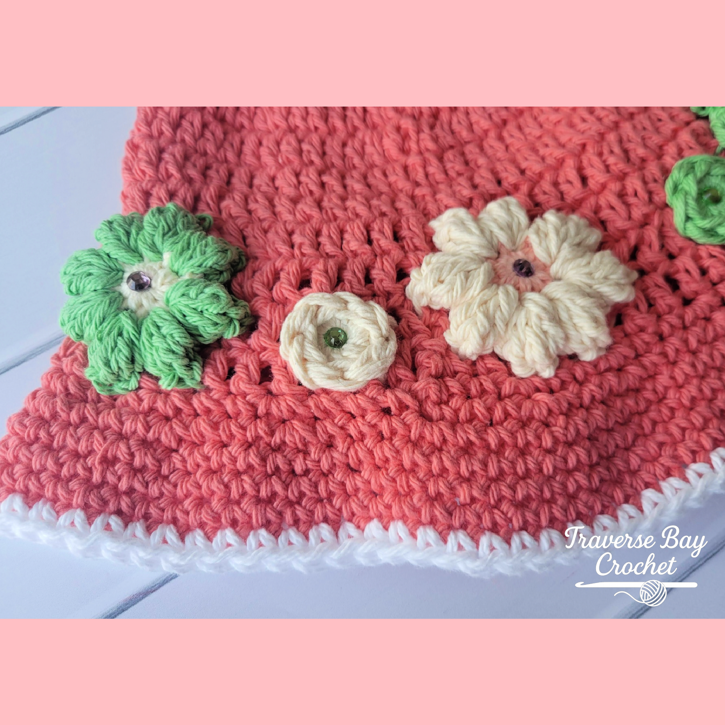 Crochet Elegant Flower Sun Hat Pattern Baby Child Adult Sizes