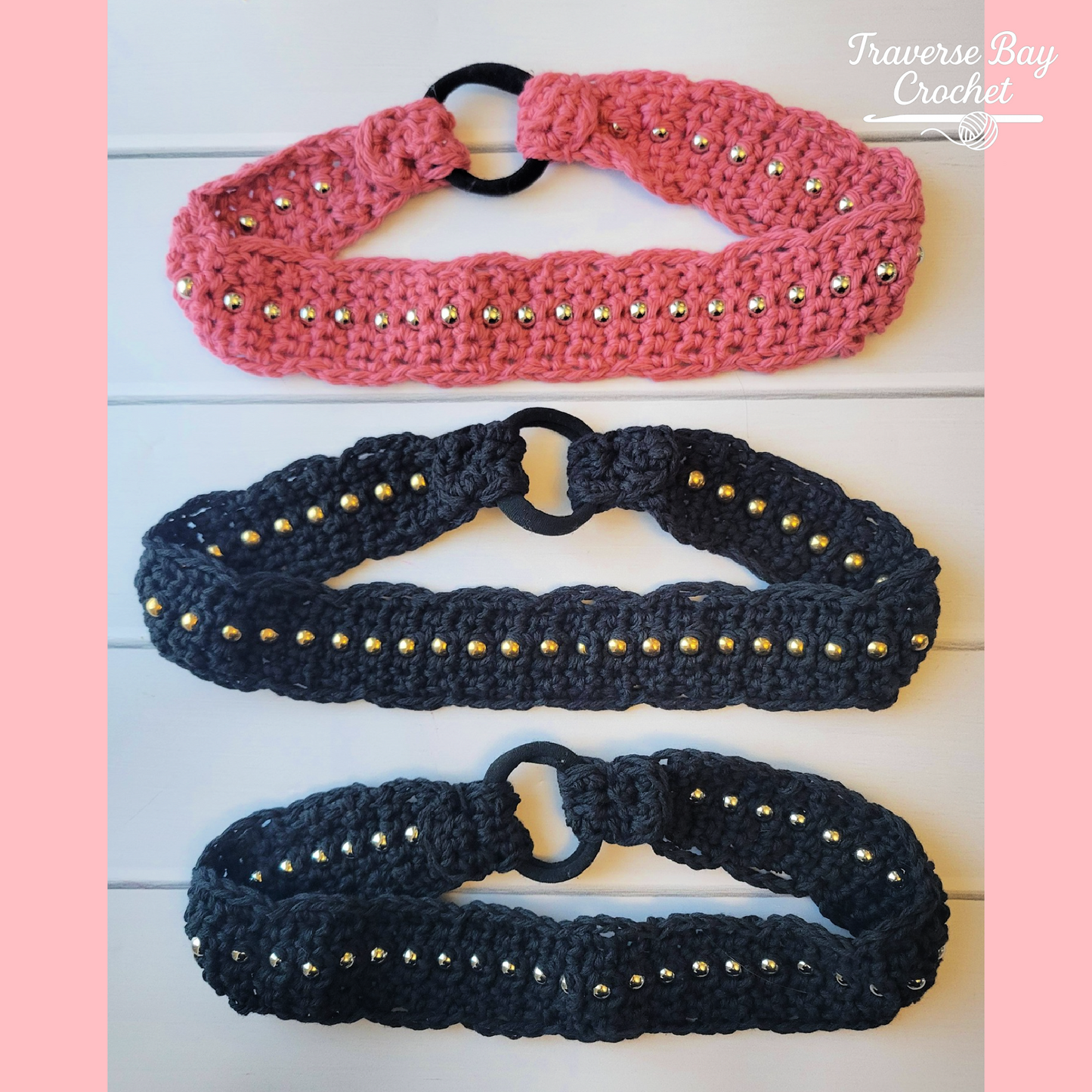 Crochet Beaded Headband 3 Sizes- Toddler, Child, Adult Easy Pattern