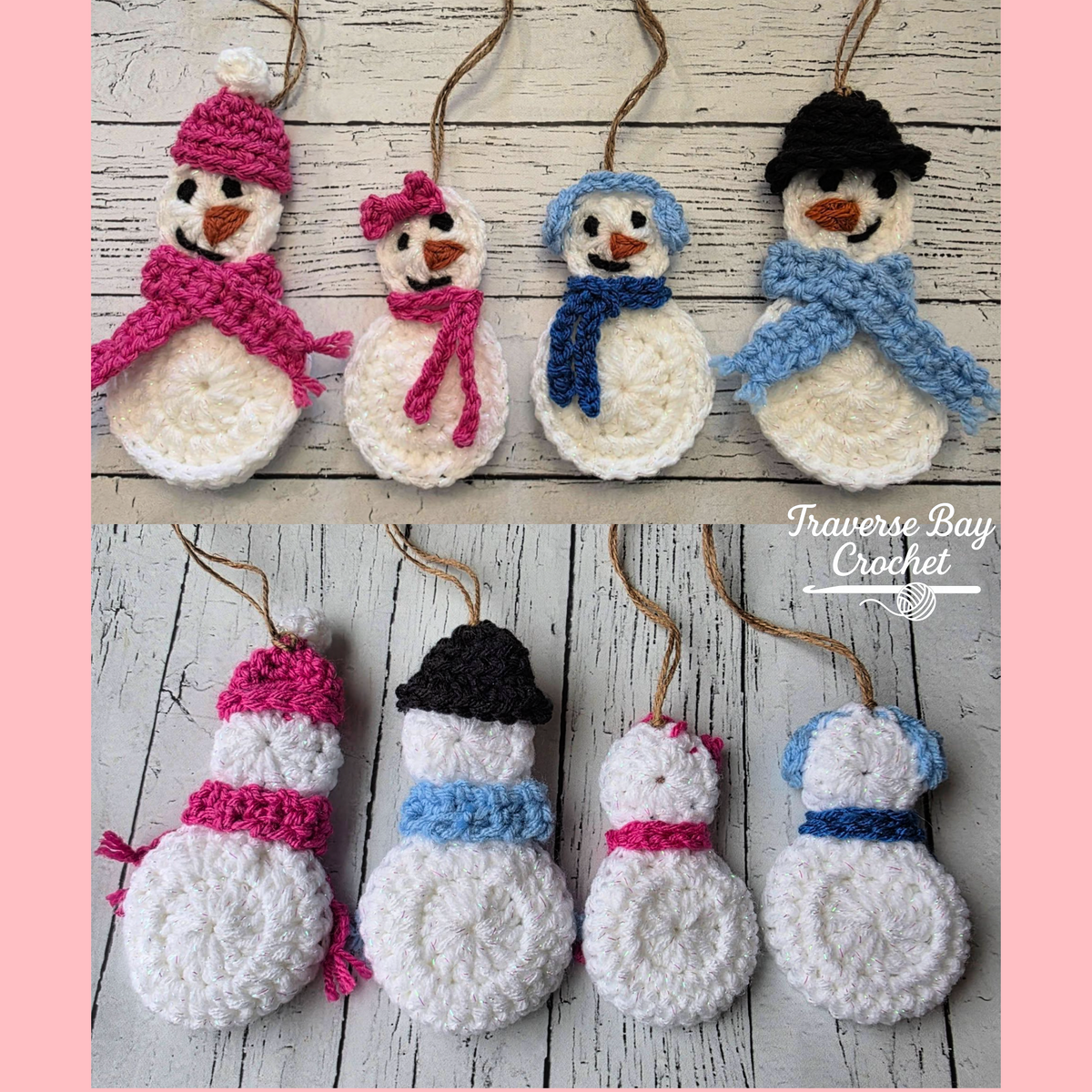 Crochet Snowman Family Ornament Christmas Pattern
