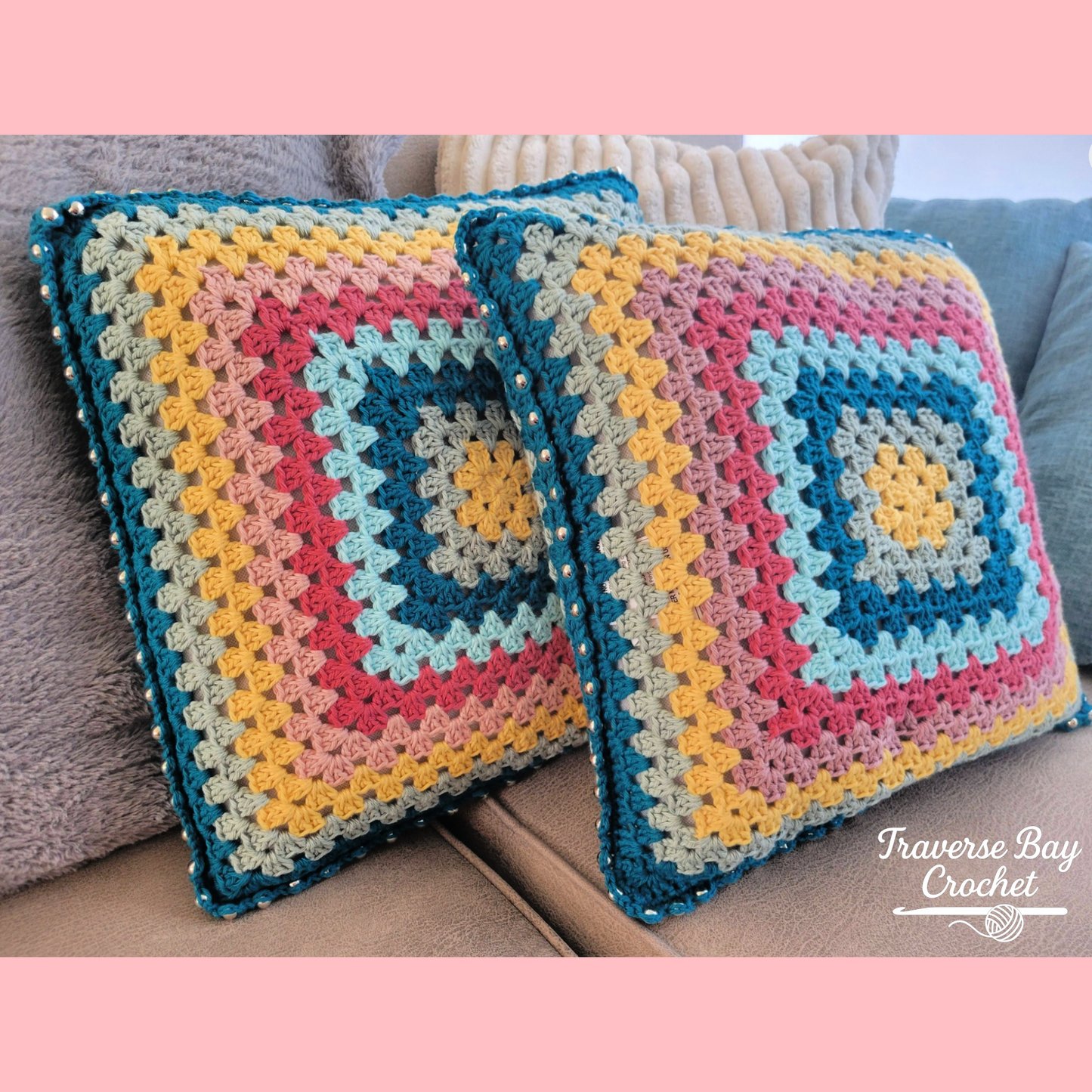 Crochet Beaded Granny Pillows Pattern