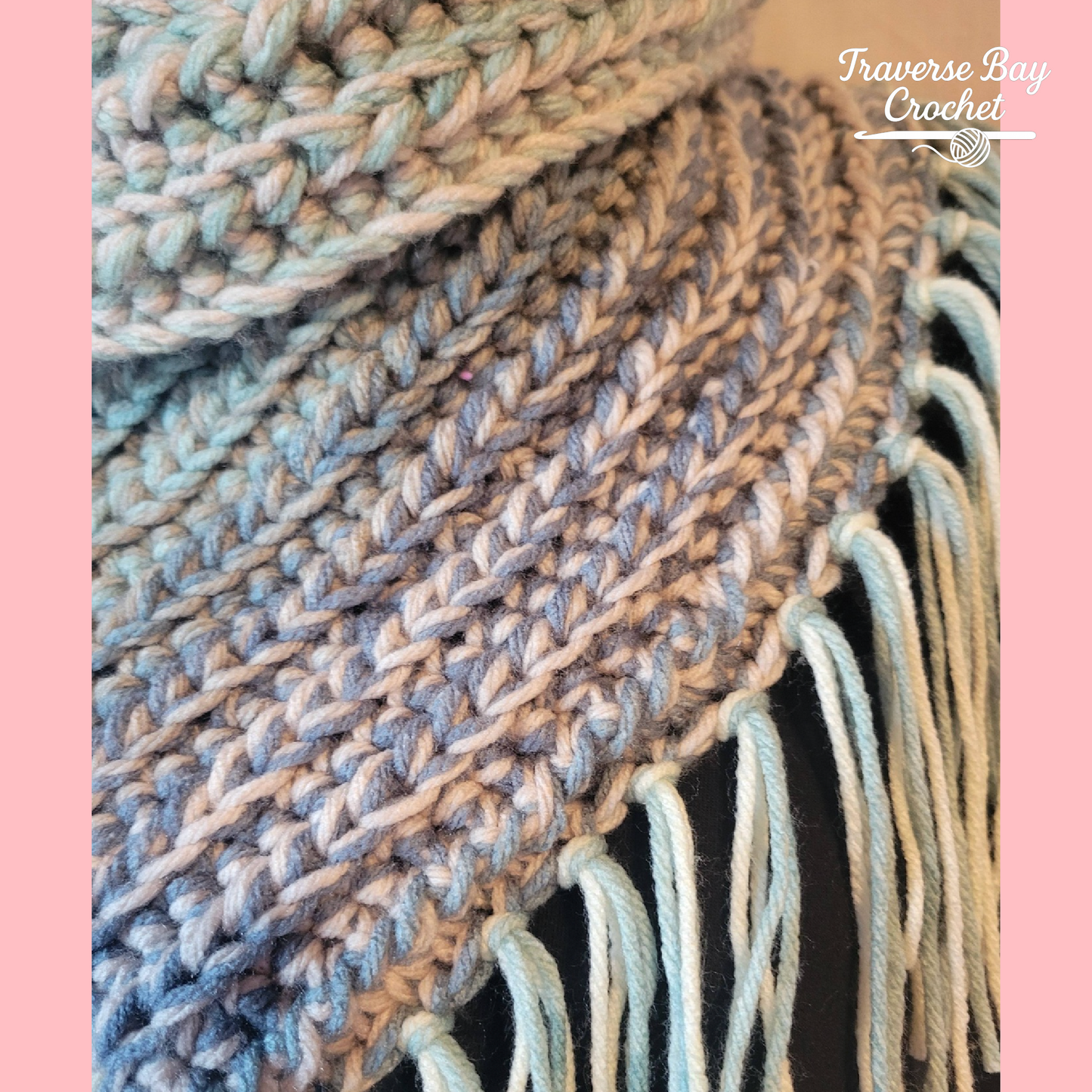 Crochet Bulky Fringe Neck Warmer Fingerless Mitten Set Pattern
