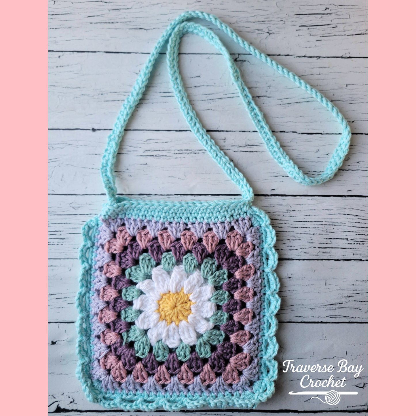 Crochet Daisy Granny Crossbody Bag Pattern Kid and Adult Sizes