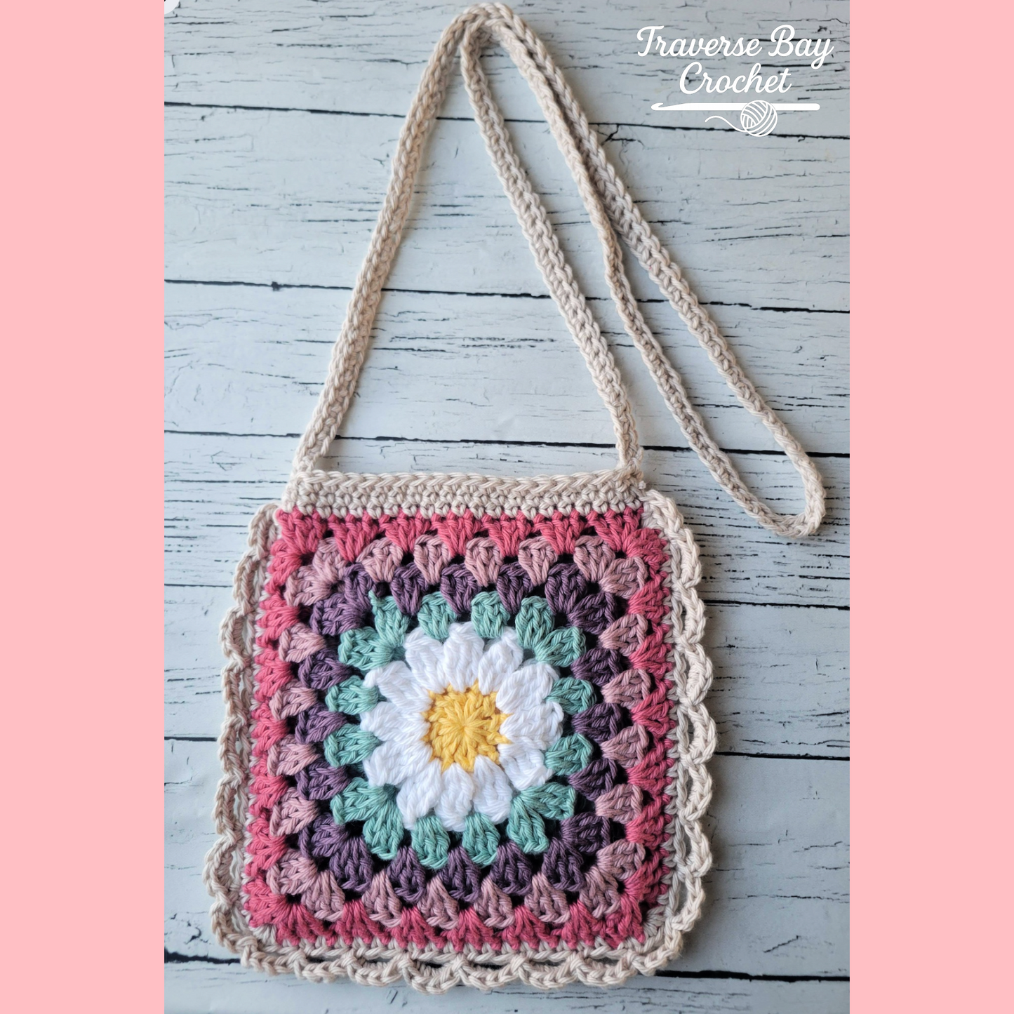 Crochet Daisy Granny Crossbody Bag Pattern Kid and Adult Sizes