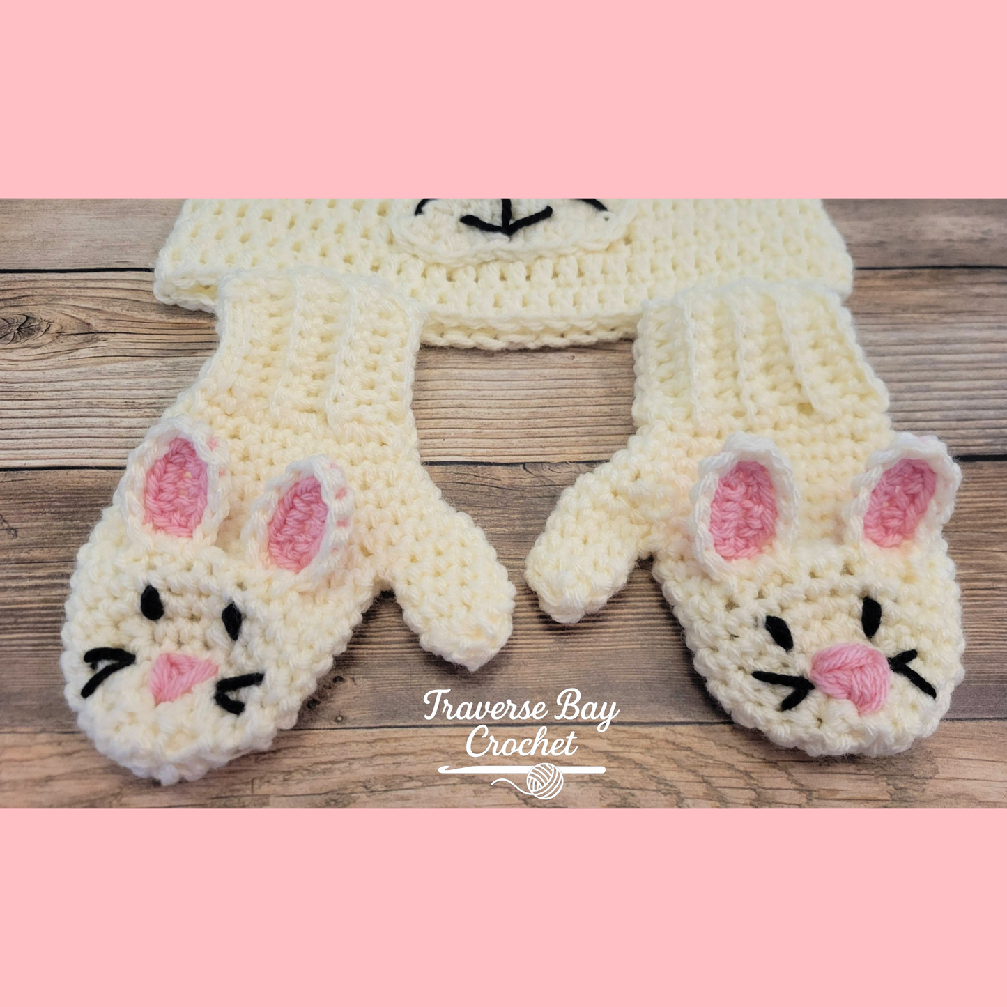 Crochet Bunny Hat And Mitten Set Pattern Baby-Adult Sizes