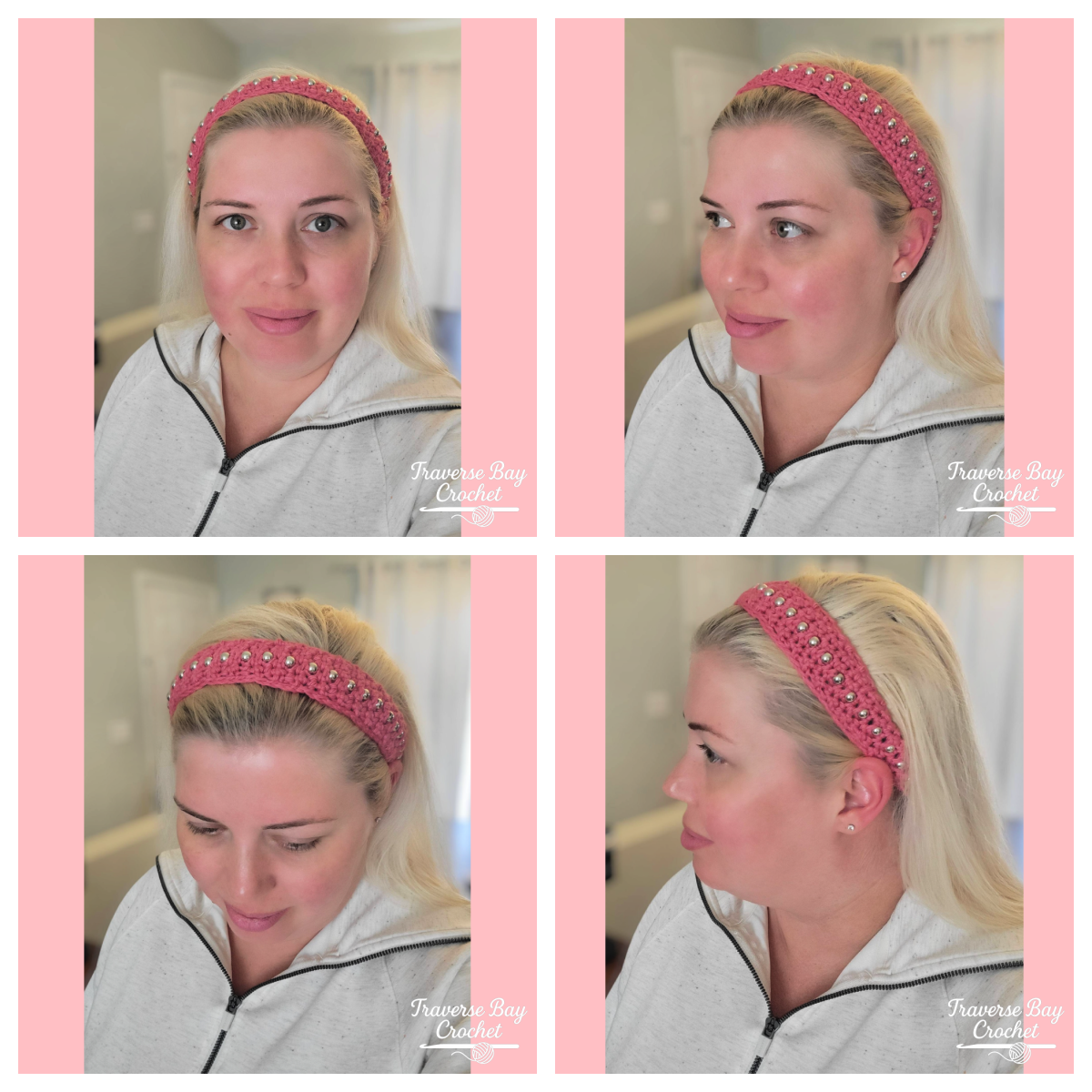 Crochet Beaded Headband 3 Sizes- Toddler, Child, Adult Easy Pattern