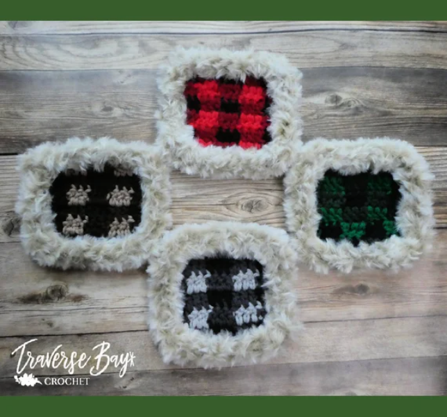Crochet Plaid Coaster Pattern