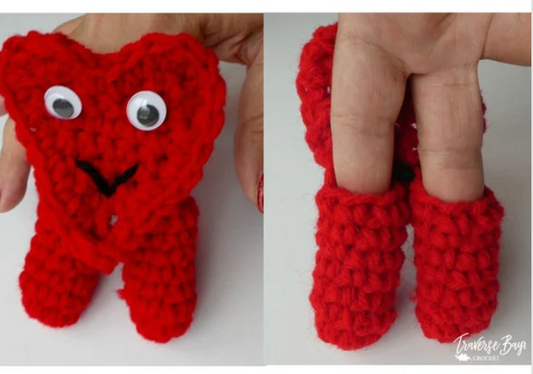 Crochet Heart Finger Puppet Pattern