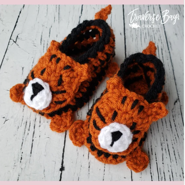Crochet Tiger Baby Booties