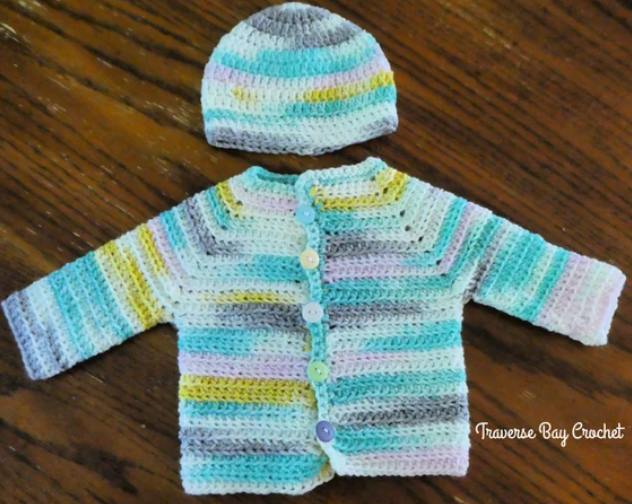 Crochet Newborn Baby Cardigan Pattern