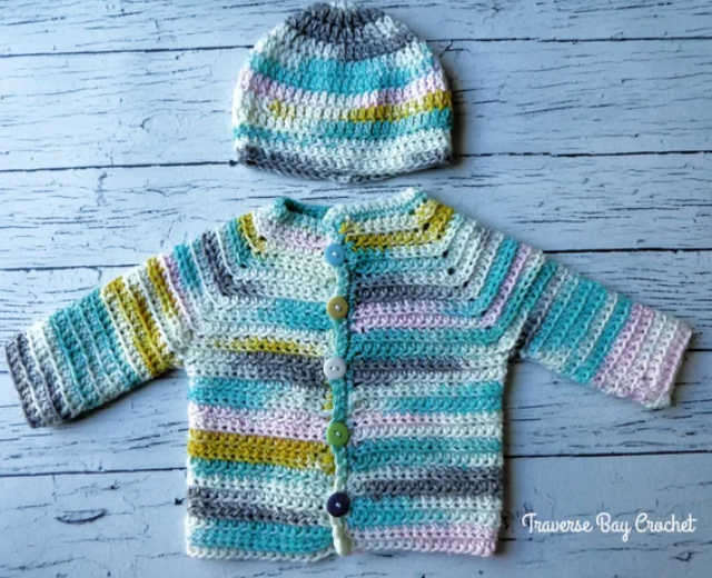 Crochet Newborn Baby Cardigan Pattern