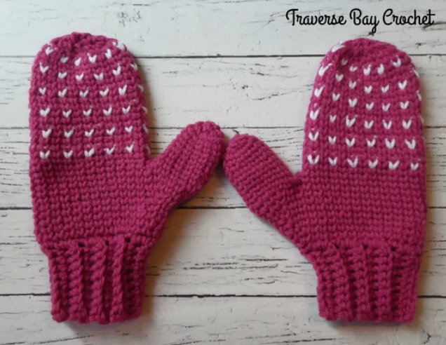 Crochet Faux Knit Mitten Pattern