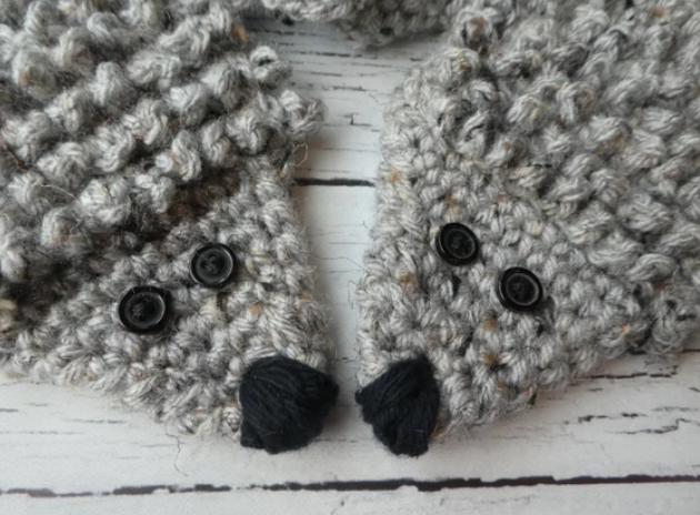 Crochet Kids Hedgehog Mitten Pattern