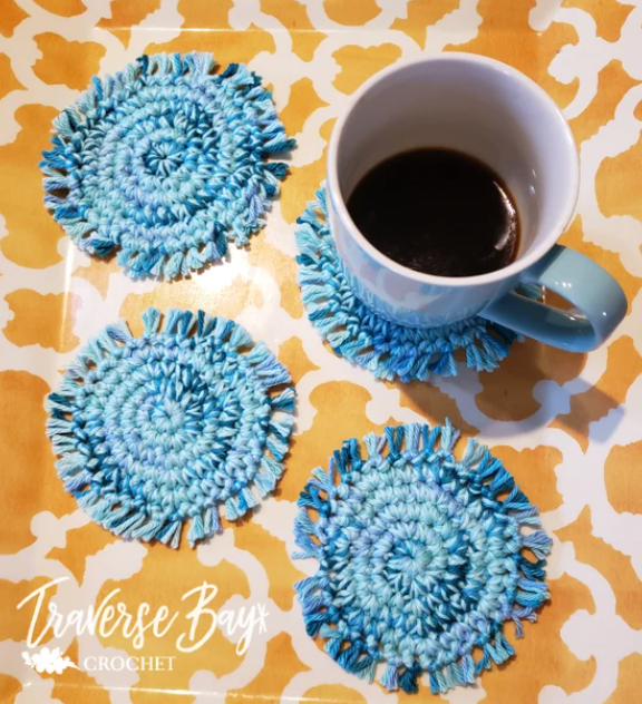 Crochet Fringe Coaster Pattern