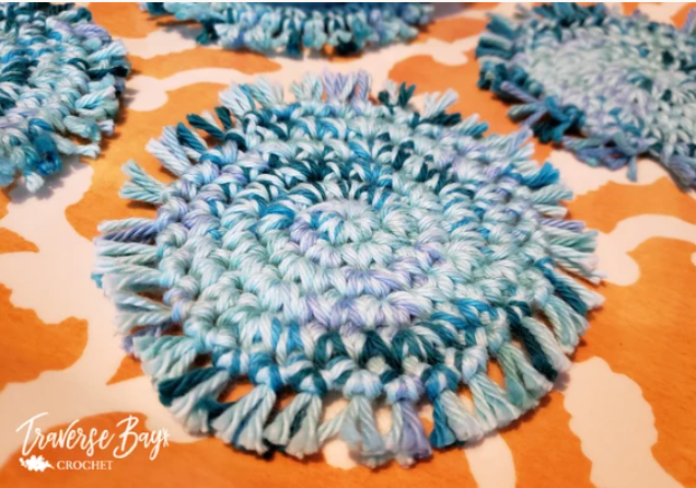 Crochet Fringe Coaster Pattern