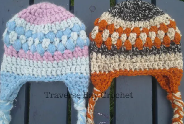 Crochet Newborn Earflap Beanie Pattern