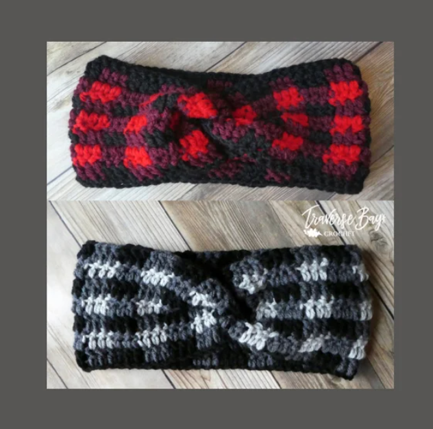 Crochet Plaid Headband Pattern