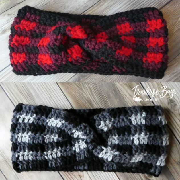 Crochet Plaid Headband Pattern