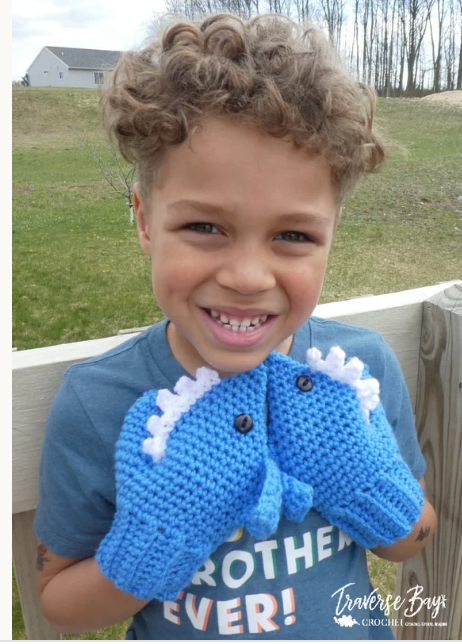 Crochet Shark Mitten Pattern