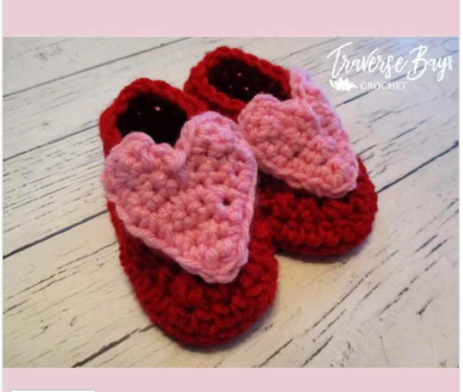 Crochet Heart Baby Bootie Pattern