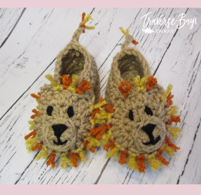 Crochet Lion Baby Bootie Pattern