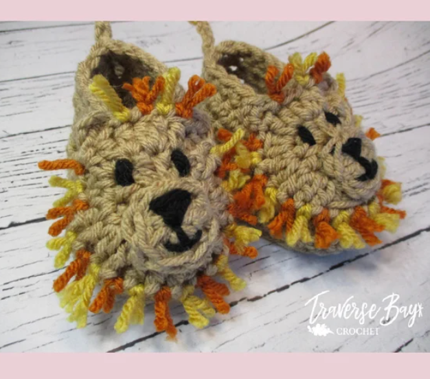 Crochet Lion Baby Bootie Pattern