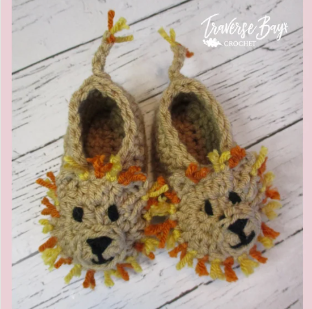 Crochet Lion Baby Bootie Pattern