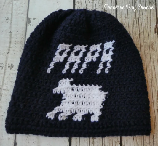 Papa Bear Crochet Beanie