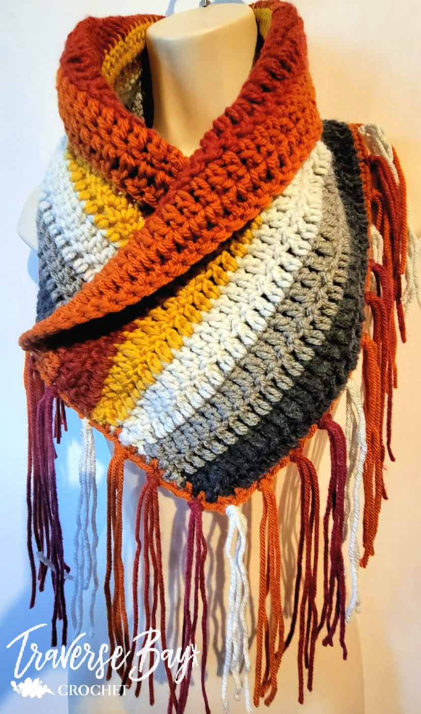 Crochet Fall Fringe Cowl