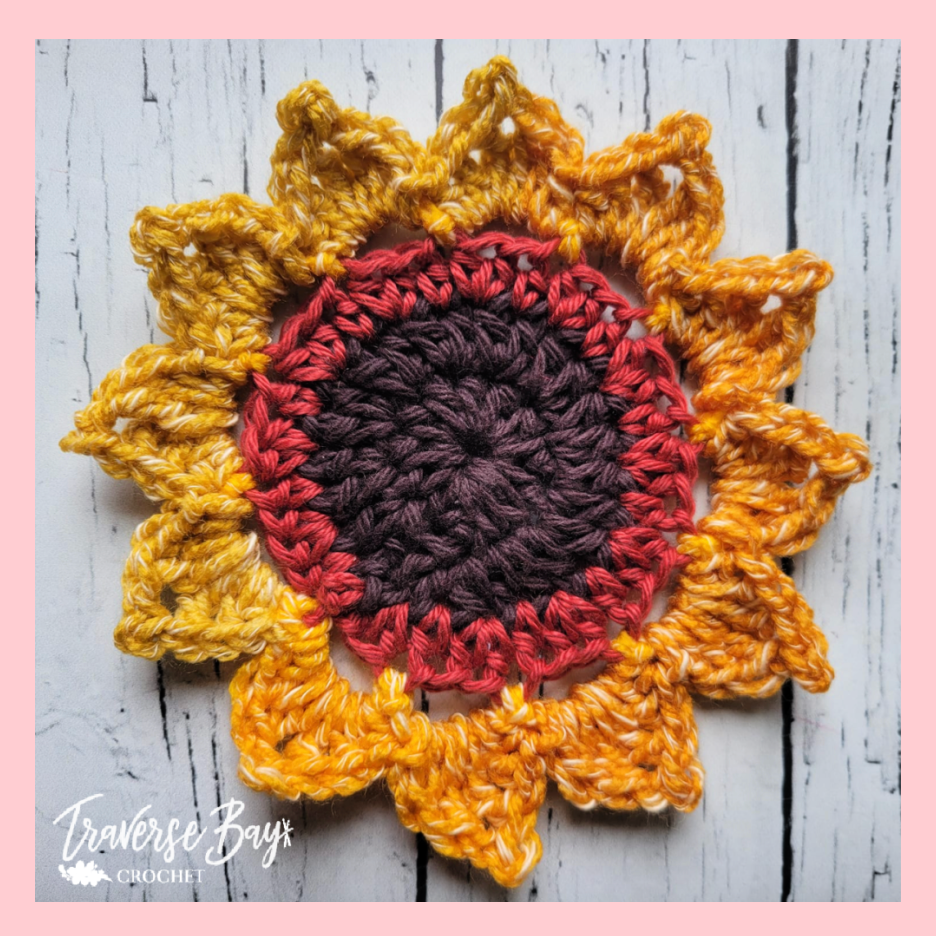 Crochet Sunflower Appliqué Pattern