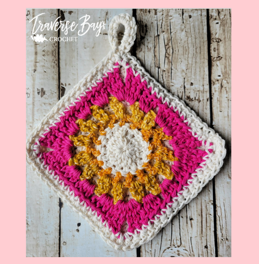 Crochet Sunshine Hot Pad Potholder Pattern